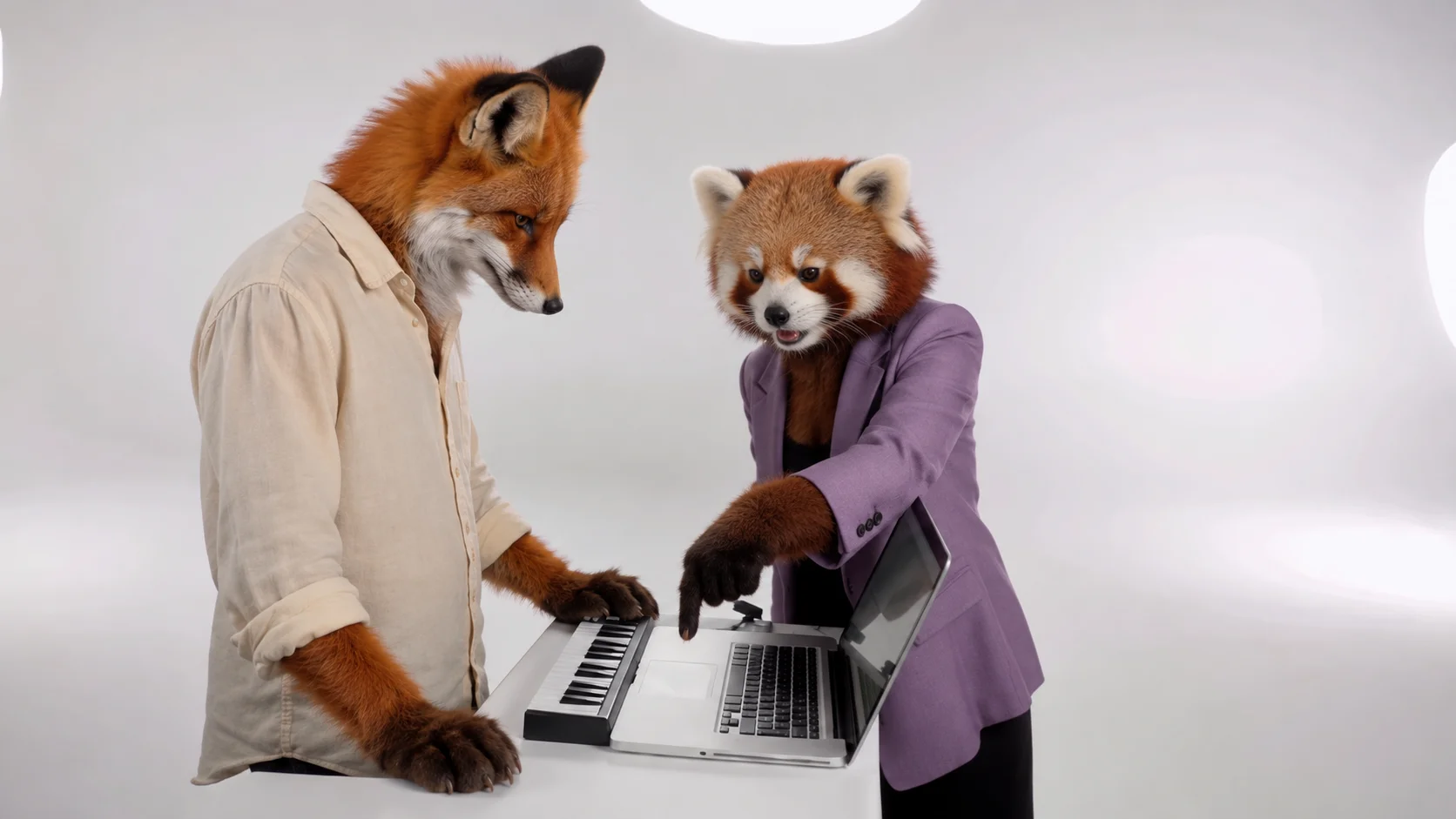 Fuchs und roter Panda